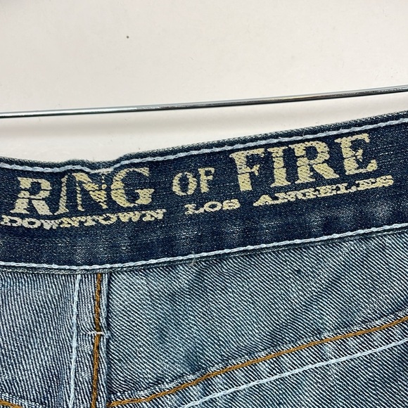 Ring Of Fire Slim Straight Jeans Mens 32/32 Blue Denim 5 Pocket Relaxed Pants - Picture 8 of 8